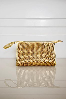 Clutch Palha Natural Dourada