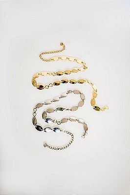 Cinto Elos Gota Dourado e Prata