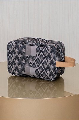 Nécessaire Personalizada Masculina Losango Preto e Cinza