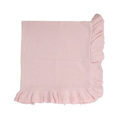 Manta em Tricot Babado - Rosa Claro