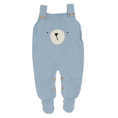 Jardineira em Tricot Urso - Azul