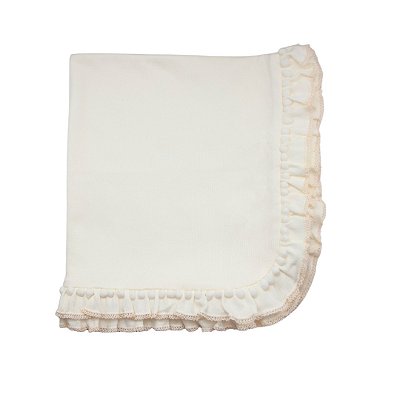 Manta Tricotil Babado e Pompom - Off White