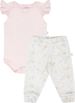 Conjunto Body Manga Curta e Calça Flores