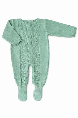 Macacão em Tricot Bebê Trançado Verde