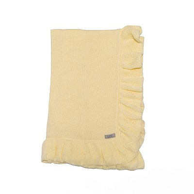 Manta em Tricot Babado Amarelo