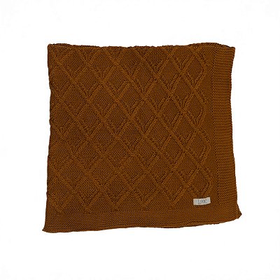 Manta em Tricot Tela - Caramelo