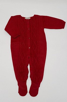 Macacão em Tricot Tranças Vermelho