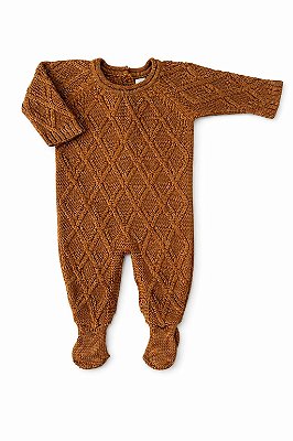 Macacão em Tricot Bebê Davi Caramelo