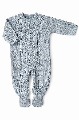 Macacão em Tricot Bebê Leo Azul Claro