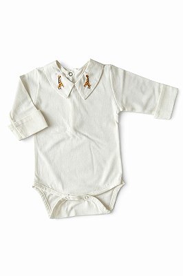 Body Off White com Bordado Gola Girafa