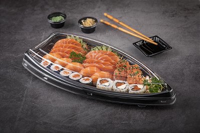 Embalagem Barca Sushi & Açaí Delivery M 370x150x50 - 100 Unidades