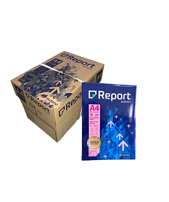 Papel Sulfite Report 75g Rosa - Caixa c/ 2.500 Folhas A4