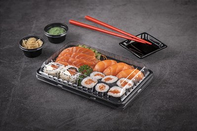Embalagem Sushi Delivery PET Combo JF01 - 160x110x40 mm 200 Unidades