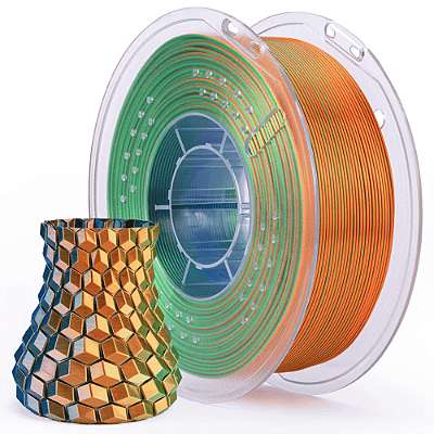 Filamento Elegoo PLA SILK 1.75mm 1Kg Azul Laranja Verde