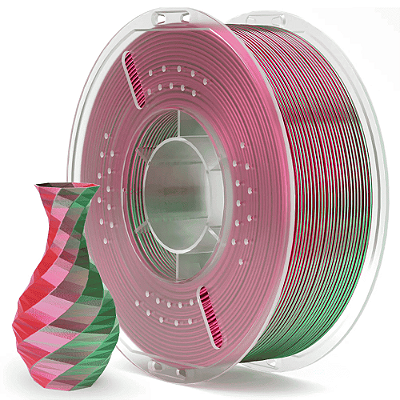Filamento Elegoo PLA SILK 1.75mm 1Kg Verde Vermelho