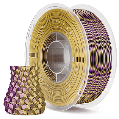 Filamento Elegoo PLA SILK 1.75mm 1Kg Amarelo Roxo