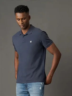 Pólo Logo Emborrachado Calvin Klein Jeans Azul Marinho