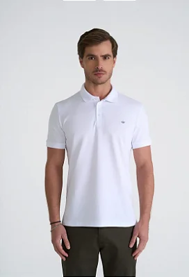 Polo Manga Curta Slim Piquet Docthos Branco