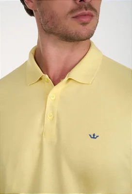 Polo Manga Curta Slim Piquet Docthos Amarelo