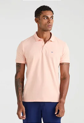 Polo Manga Curta Slim Piquet Docthos Coral