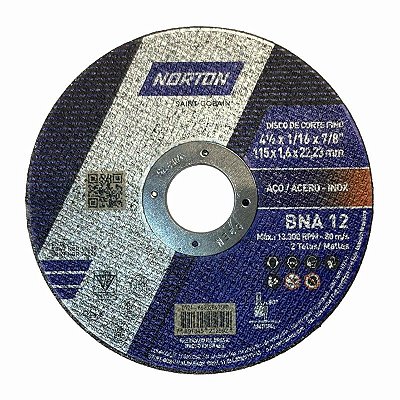 Disco de Corte de Aço Inox 115,0X1,6X22,23 NORTON