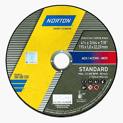 Disco de Corte Standard  115,0X1,0X22,23  Norton Para Esmerilhadeira