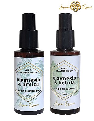 Kit | Óleo de magnésio & Arnica | Dores | Óleo de Magnésio & Bétula |Acne e Circulação | Spray 120ml