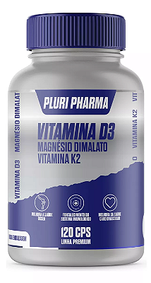 Vitamina D3 10mil Ui + K2 120 mcg + Magnésio Dimalato 250 mg - 120 doses