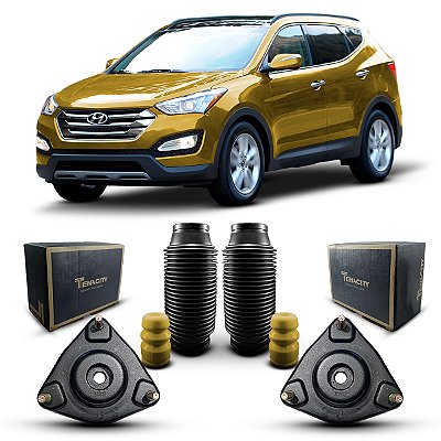 Par Kit Coxim Batedor Suporte Original Tenacity + Batente Coifa Amortecedor Dianteiro Hyundai Santa Fé 2014 2015 2016