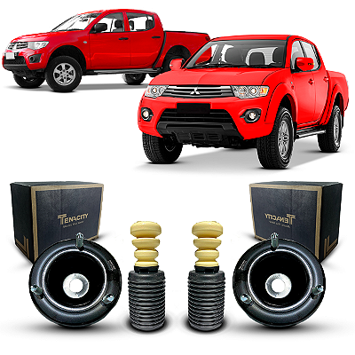 2 Kit Coxim Batedor Superior Suporte Amortecedor Dianteiro Tenacity Batente Coifa Mitsubishi L200 Triton 2014 2015 2016