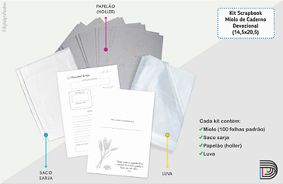 Miolo de Caderno Devocional | Kit Scrapbook | 14,5x20,5cm