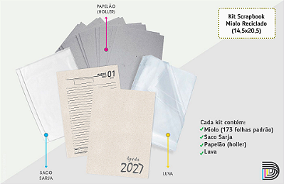 Miolo de Agenda 2027 | Kit Scrapbook | 14,5x20,5cm | Papel Reciclado