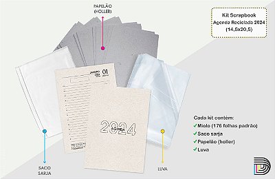 Agenda 2024 | Kit Scrapbook | 14,5x20,5cm | Papel Reciclado