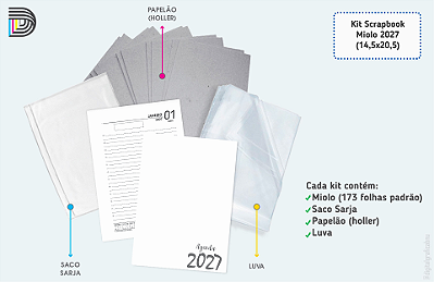 Miolo de Agenda 2027 | Kit Scrapbook | 14,5x20,5cm