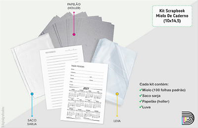 Miolo de Caderno | Kit Scrapbook | 10x14,5cm