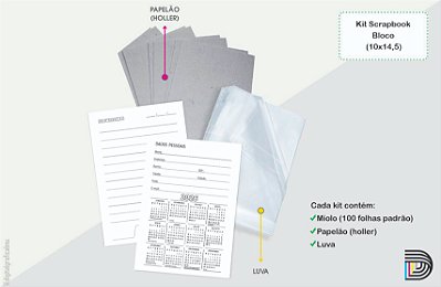 Miolo de Bloco  | Kit Scrapbook | 10x14,5cm