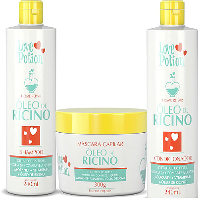 KIT RÍCINO - SHAMPOO + CONDICIONADOR + MÁSCARA 300G - LOVE POTION