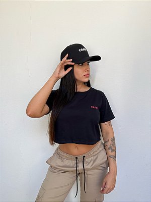 Camiseta Cropped Logo Pink