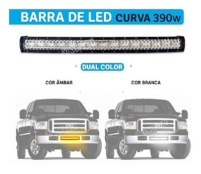 Barra Led Curva 390w 8d Dual Color 56cm Strobo Branco E Âmbar