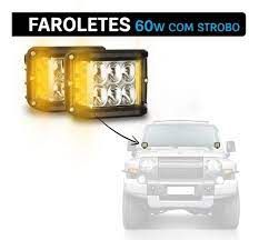 Par Farol Milha Led 60w Com Strob Ambar Troller, Ranger, Utv