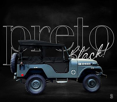 CAPOTA JEEP MILITAR FIXA DUPLA FACE PRETO PISSOLETRO