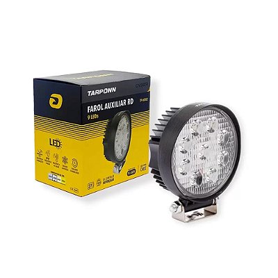 Farol Milha Led Redondo Alumínio 12000k 9 Led Cree 27w 9-60v Tarponn