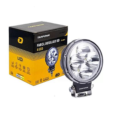 Farol Milha Led Redondo Alumínio 6000k 4 Led Cree 12w 9-60v Tarponn