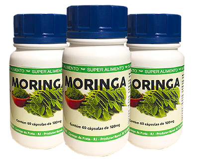 Moringa 500 mg - com 60 Cápsulas - Kit com 3 frascos