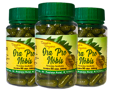 Ora Pro Nobis PREMIUM 500 mg -  90 Capsulas - Kit com 3 frascos