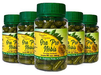 Ora Pro Nobis PREMIUM 500mg -  90 Capsulas - Kit com 5 frascos