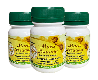 Maca Peruana 500 mg 60 Capsulas Kit com 3 frascos