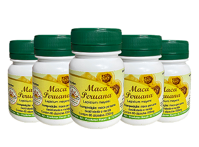 Maca Peruana 500mg 60 Caps Kit com 5 frascos