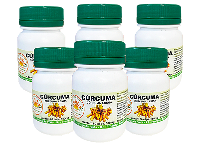 Cúrcuma 500 mg - 60 Capsulas - Kit com 6 frascos