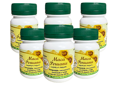 Maca Peruana 500mg -  60 Capsulas - Kit com 6 frascos
